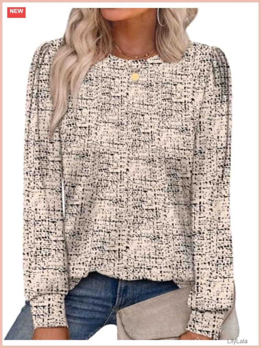 Womens Long Sleeve Crewneck Tunic Tops Casual Loose Blouses Print Fall